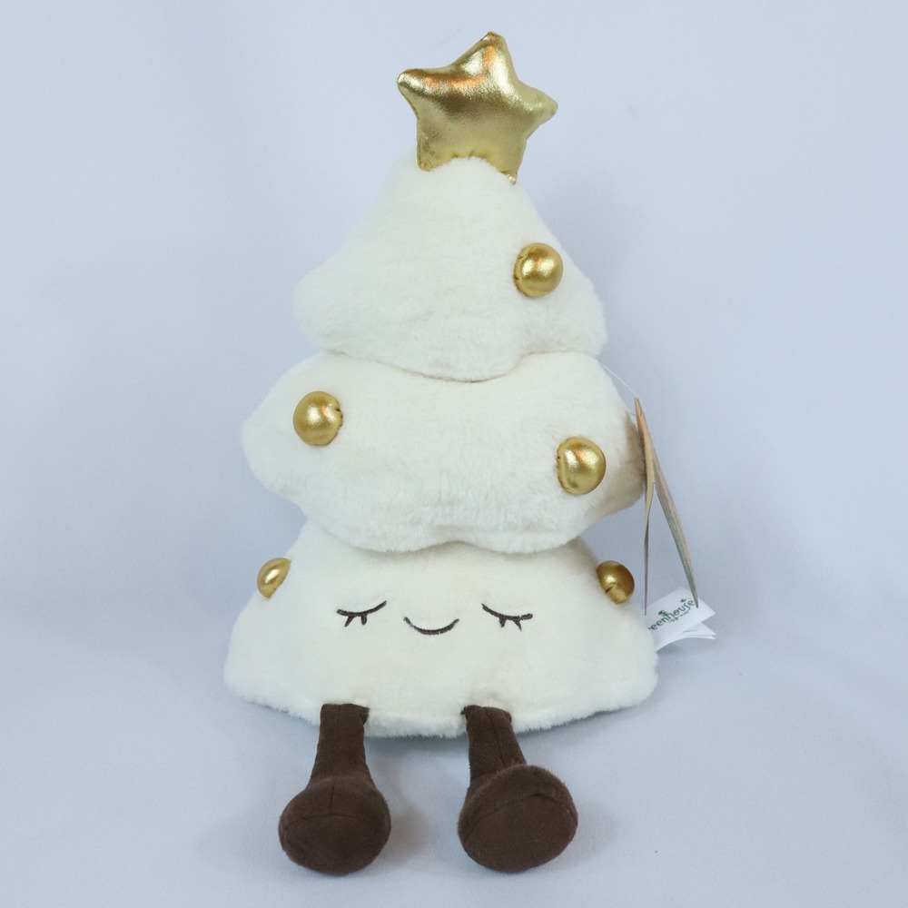 Greenhouse by Russ Christmas Tree White Gold Plush Decor 12" New with Tags